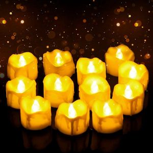 LED Waxinelichtjes op Batterijen - Set van 12 - Realistisch Flakkerend Licht - Langdurige Batterijduur - Veilig en Draadloos - Voor Valentijns, Verjaardagen, Woondecoratie - Inclusief Batterijen