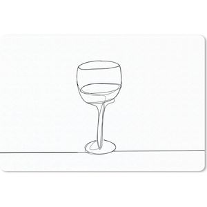 Bureau mat - One line tekening van wijnglas - 60x40
