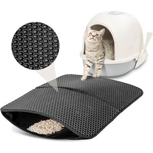 Nobleza UGJ - Kattenbakmat - Kattenmat Met Filter - Kattenbak Accessoires - Grit Opvanger - 3 lagen - 60x45 cm - Opvouwbaar - Zwart