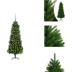 vidaXL Kunstkerstboom - Groen - 240 cm - Met LED-verlichting - PE takken - Decoratieve kerstboom