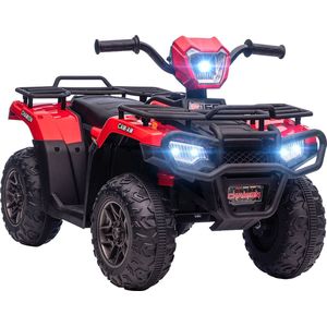 Elektro Kinderquad, Electric Quad met LED en muziek, elektrische auto, kindervoertuig voor kinderen van 3 jaar, kindermotorfiets, zwart+rood, 88 x 45 x 50 cm