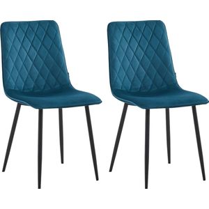 Colenis® - Elise Eetkamerstoel - Set Van 2 - Petrol - Velvet - Fluweel - Industrieel