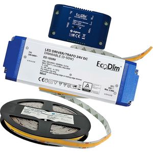 Led strip 5 meter warm wit Zigbee - COB - 24V - Complete set - Afknipbaar & verlengbaar - met 3M plakstrip - 320 LED/m - IP20 - 70um - R2R