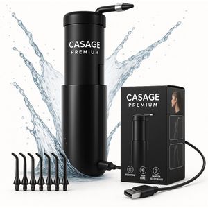 Casage Premium® Elektrische Oorreiniger – Oorsmeer Verwijderaar – Oordouche & Oorspuit voor oor uitspuiten – 5 reinigingsmodi, IPX7 waterdicht, USB-C oplaadbaar – Inclusief 12 opzetstukken