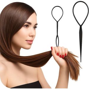 Crrynuo Styling Tools - Creëer snel een krullende knot of paardenstaart - Styling Tools - Haarclips - Ringvlecht (Zwart)