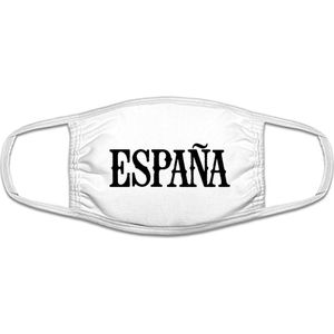 Espana mondkapje | Spanje gezichtsmasker | bescherming | bedrukt | logo | Wit mondmasker van katoen, uitwasbaar & herbruikbaar. Geschikt voor OV