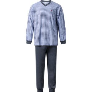 Gentlemen - warme heren pyjama 114294 - aangeruwde interlock pyjamaset - blauw - maat M
