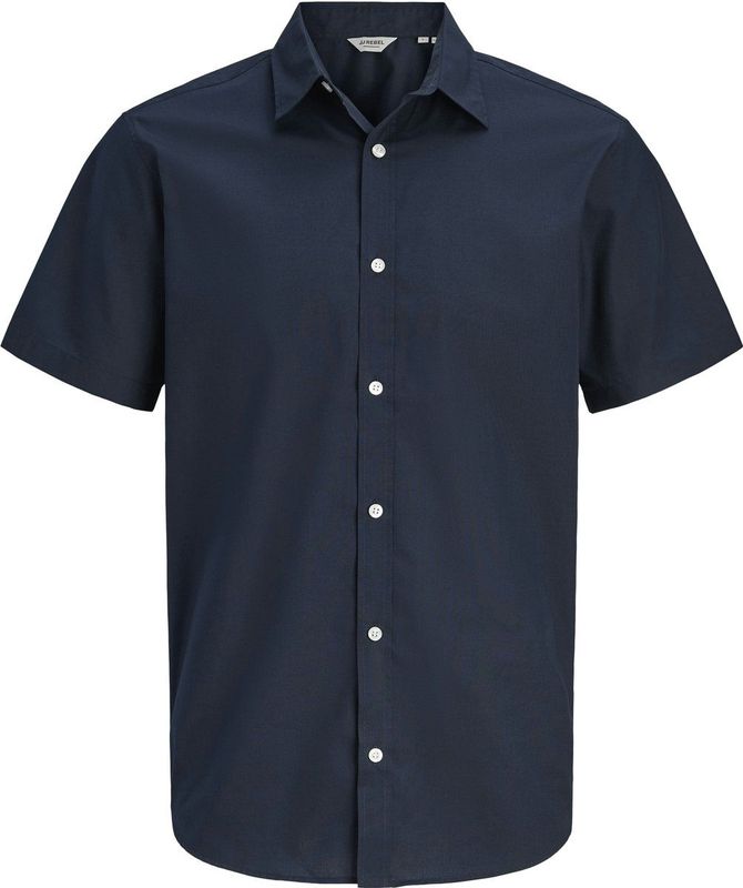 JJ Rebel - Gavin Solid - Overhemd - Donkerblauw - Korte Mouwen