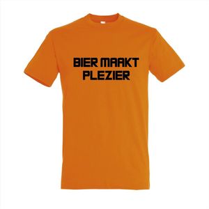 BIER MAAKT PLEZIER - KONINGSDAG -shirt - 100% Katoen - Maat XS - Classic Fit - Oranje