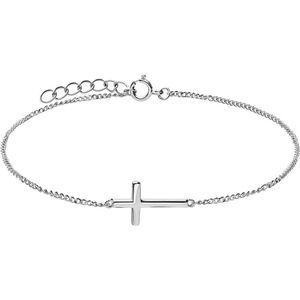 Lucardi Dames Zilveren armband kruis - Armband - 925 Zilver - Zilverkleurig - 19 cm