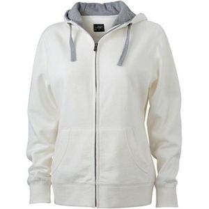James and Nicholson Vrouwen/dames Lifestyle Zip-Hoodie (Witte/grijze heide)