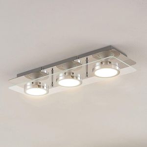 Lindby - LED plafondlamp - 3 lichts - metaal, glas - H: 6.1 cm - GU10 - chroom, helder - Inclusief lichtbronnen