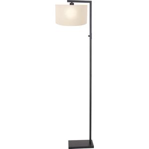 Vloerlamp Stang met kap | 1 lichts | grijs / zwart | metaal / stof | Ø 30 cm | 160 cm hoog | vloerlamp / staande lamp | dimbaar | modern / sfeervol design
