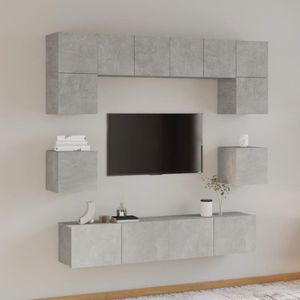 The Living Store tv-kastenset - betongrijs - 4x60x30x30cm - 2x80x30x30cm - 2x30.5x30x30cm