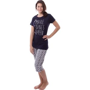 Amantes Dames Pyjama navy met opdruk - maat 36/38