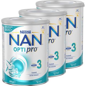 Nestlé NAN OptiPro 3 - Groeimelk voor Baby's vanaf 1 jaar - Voedzame Formule met Essentiële Nutriënten - 3 x 800g
