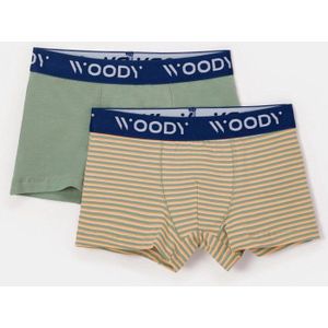 Woody duopack boxershort jongens - khaki/gestreept - 251-10-CLD-Z/011 - maat 116