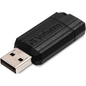 USB-stick 16 GB met schuifmechanisme in gestreept ontwerp - zwart