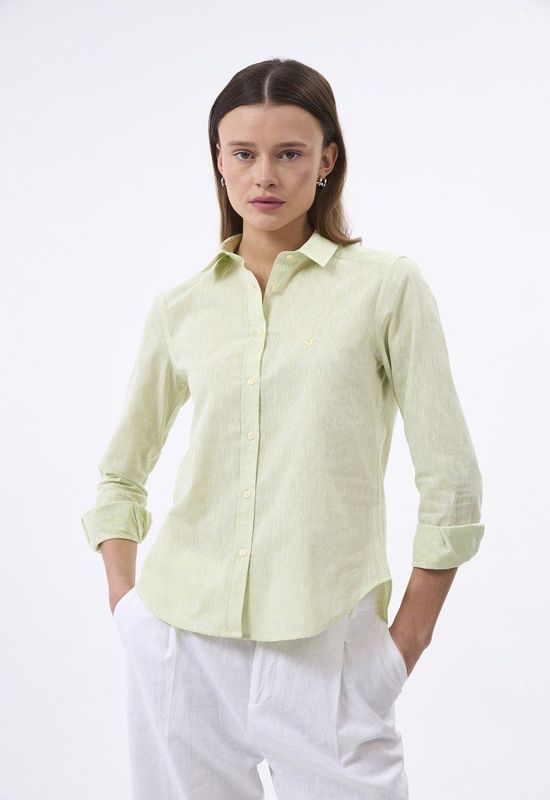 Felix Hardy - Overhemd - Lichtgroen - Linnen Katoen Blend