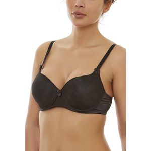 PD Dames Lingerie Voorgevormde beugel Satijn BH (10082) - Maat 75D - ZWART