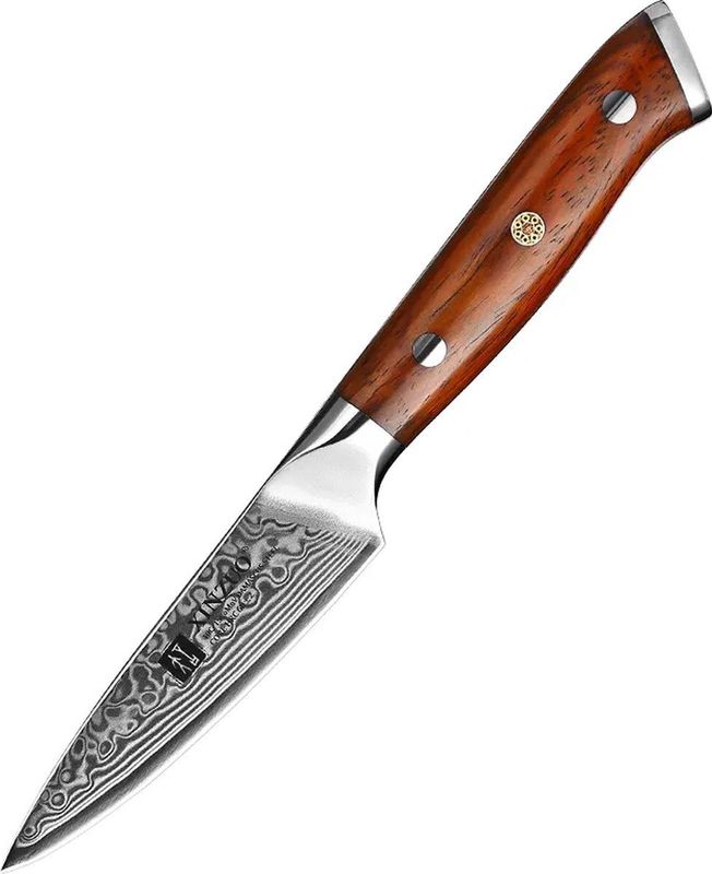 Xinzuo B13R Yu - Schilmes - Vlijmscherp - Damascus Staal - 9 cm Lemmet - Rozenhouten Handvat