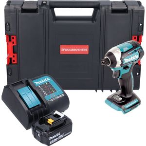Makita DTD 154 SF1J-R Accu-slagmoersleutel 18V 1/4"" 175Nm Borstelloos + 1x oplaadbare accu 3.0 Ah + lader + RHINO