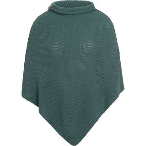 Knit Factory Coco Gebreide Poncho - Met ronde kraag - Dames Poncho - Gebreide mantel - Groene winter poncho - Laurel - One Size