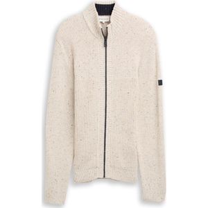 TOM TAILOR - Gebreid Vest - Wolwit - Recht Model - Lange Mouw