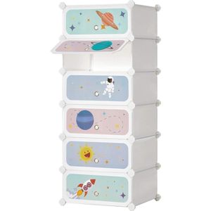 Kinderschoenenrek met 6 vakken en deuren - Opbergkast voor kinderen 43 x 31 x 105 cm wit Kledingkast