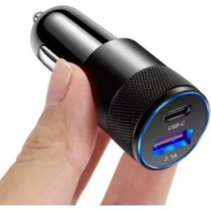 Ecoversify - Autolader USB A & USB C - Auto oplader USB - USB C autolader 2 poorten - Auto lader - Sigarettenaansteker USB oplader auto - Snellader