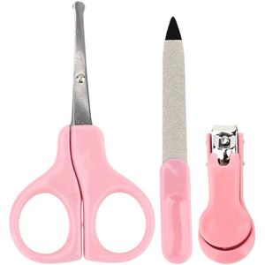 3 in 1 Baby Nail Clipper Baby Grooming Kit, Baby Manicure Set with Nail Scissors Nail Clipper and Nail File for Newborn Toddler Toes Fingernails Care Trim Polish Kit (Pink)