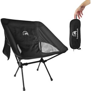 Travelhawk Campingstoel - Strandstoel - Strandstoel Opvouwbaar - Visstoel - Vouwstoel - Opvouwbaar - Inklapbaar - Lichtgewicht - Zwart