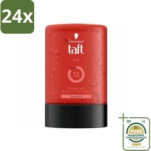 Taft - V12 - Styling Gel - Supersnelle hold - 300 ml - Voordeelverpakking - 24 stuks - Snel drogend - Sterke hold