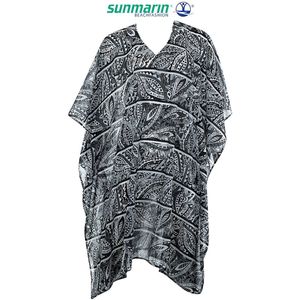 Sunmarin dames strandkaftan – luchtige cover-up met etnische print – oversized pasvorm – zwart/wit - Maat M