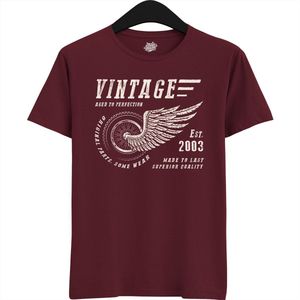 A Vintage Motorcycle Addict Est 2003 | Retro Verjaardag Motor Cadeau Shirt - T-Shirt - Unisex - Burgundy - Maat XXL