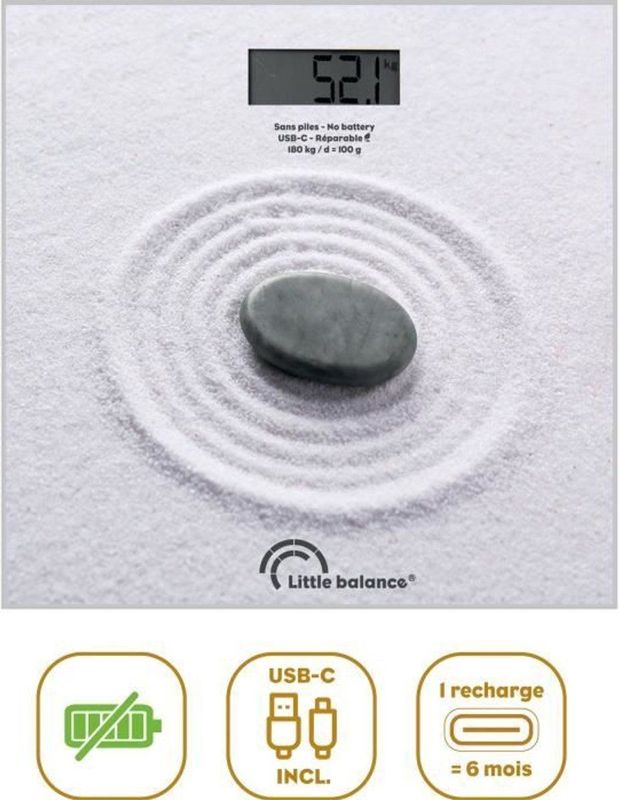 LITTLE BALANCE - Zen - Personenweegschaal - Gerecycled Plastic - Oplaadbaar via USB-C