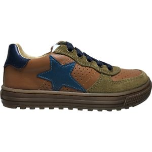 Naturino Hess - mt 29 - veter rits petrol ster lederen sneakers - cognac kaki