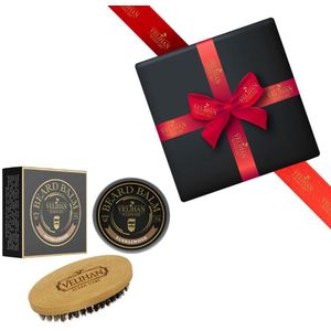 Velihan Beardcare - Baardverzorging Duo Pack Baardbalsem Sandalwood & Baardborstel - Cadeau voor mannen - Vaderdag Cadeau - Cadeau voor hem - Cadeau voor Kerst - Valentijdsdag mannen - Giftset mannen - Geschenkset man - Cadeauset verjaardag