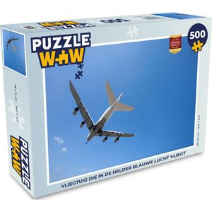 Puzzel Vliegtuig die in de helder blauwe lucht vliegt - Legpuzzel - Puzzel 500 stukjes
