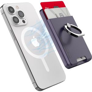 Magsafe Wallet - Magsafe Kaarthouder - iRing Pocket Mag - Telefoon Ring - Telefoonhouder & Standaard - Pasjeshouder iPhone - Telefoon Ring - Telefoon standaard - Magnetisch - Donker paars