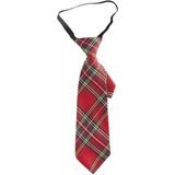 Geruite stropdas rood 30 cm voor volwassenen - Carnaval verkleed spullen