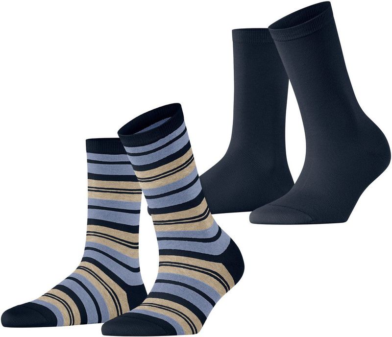 Esprit - College Stripe 2-Pack - Sokken - Blauw - Dames