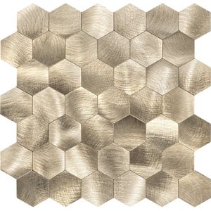 Zelfklevende Mozaïek Tegel - Afimera Hexagon XL - Geborsteld Goud - 290x288mm