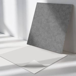 Wallfluent Vinyl Wandpaneel - Abstract lijnenpatroon Zelfklevend Wandpaneel - 50 cm x 50 cm - Grijs PVC wandpaneel - Set van 4 - Vierkant Wandbekleding Vinyl - Texturen Wandpaneel - PVC Muurpaneel - Wandpaneel Keuken en Badkamer