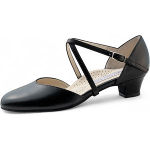 Werner Kern Felice - Zwarte Dames Dansschoenen - Blokhak 3,4cm - Extra stevigheid en stabiliteit - Elegant kruisbandje - Nikkelvrije verstelbare drukknoopsluiting - Suede zool - Gesloten neus - Werner Kern - Zwart - 38 2/3
