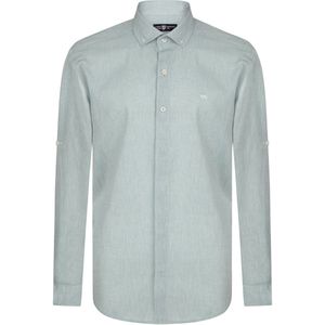 Jimmy Sanders Linnen Katoen Blend Shirt - Overhemd Heren Turkoois - M