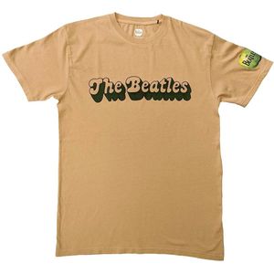 The Beatles - 70s Logo Heren T-shirt - S - Creme