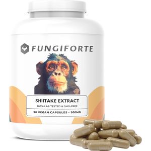 FungiForte - Shiitake Extract 500mg - 90 stuks - Non-GMO - Lab Tested - Shiitake Capsules - Paddenstoel Supplement