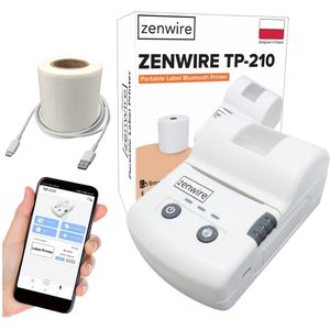 Zenwire TP-210 - Mini Pocket Printer - Draadloze Thermische Printer - Voor Stickers/Labels/Foto's/Studienotities