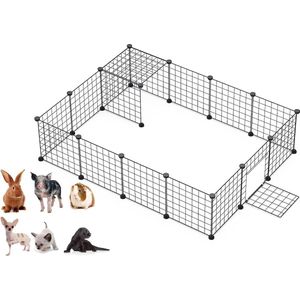 Black Metal Wire Opbergmand, DIY voor kleine dieren, konijnen, cavia's, puppy's | Pet Products draagbare metalen draadomheining (16 stuks)